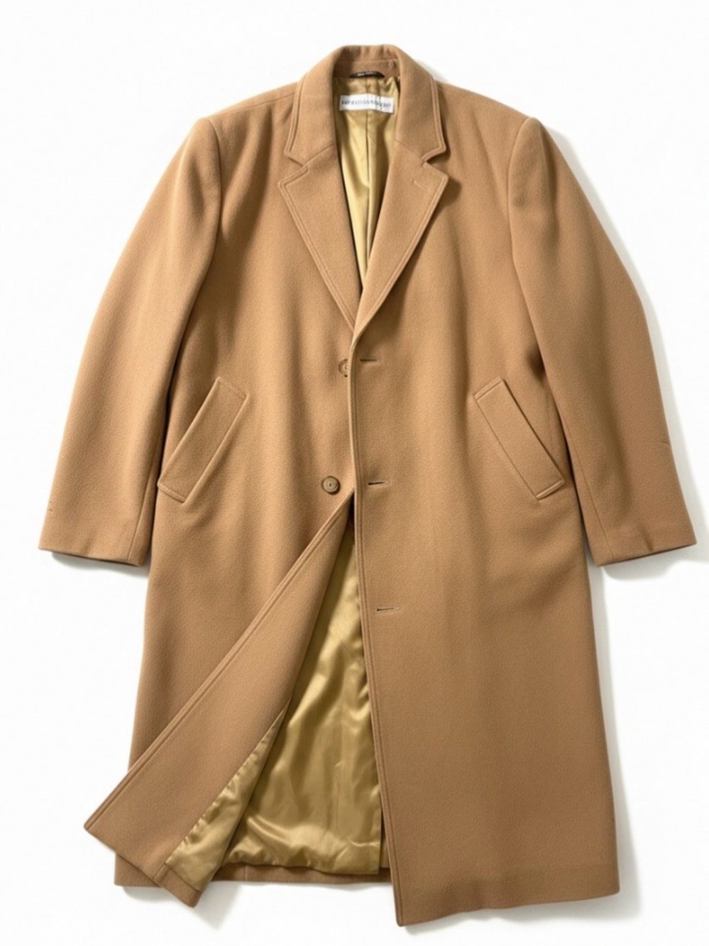 Vintage Irvine Park Brand Camel Wool-Blend Pea Coat for Men